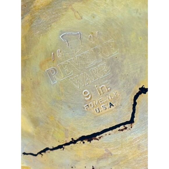 Vtg. Revere Ware 1801 9" Skillet Frying Pan Copper Bottom w/ Lid Clinton ILL 88 - Picture 5 of 8